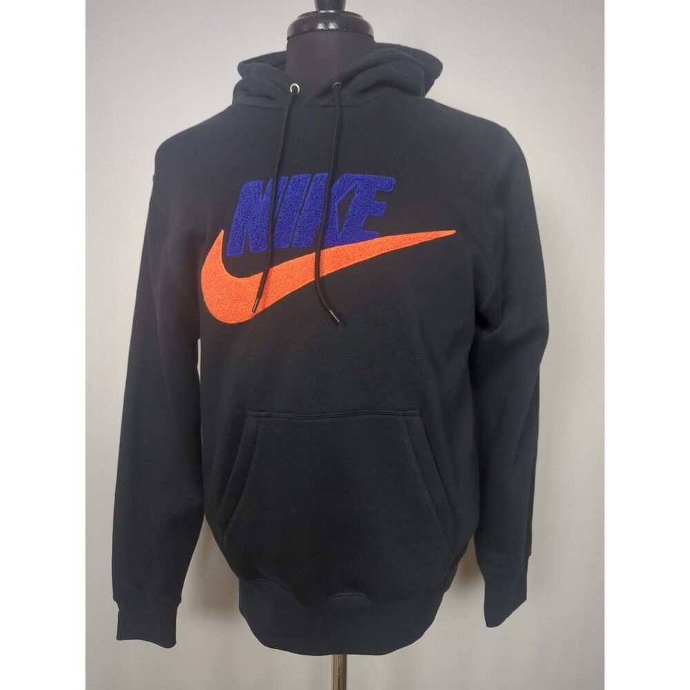 Nike Men's Club Fleece Pullover Hoodie Black/Safety Orange Small Cotton/Polyeste
